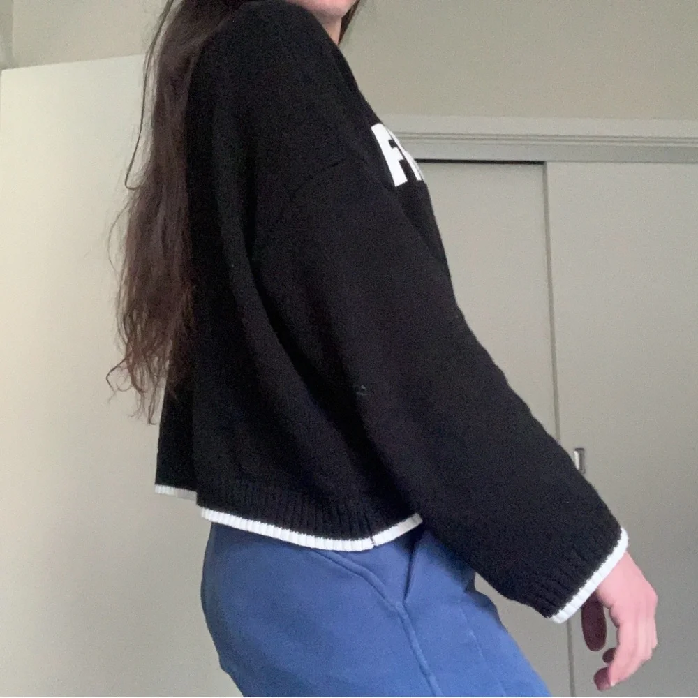 Moon & Madison Black and White 'Friday' Knit Sweater - Picture 2 of 10